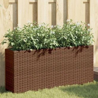 vidaXL Jardineras Con 2 Maceteros 2 Uds Rat&aacute;n Pe Marr&oacute;n 90x20x40 Cm Vidaxl