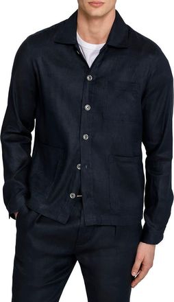 W.R.K Linen Blend Shirt Jacket in Navy at Nordstrom, Size Xx-Large