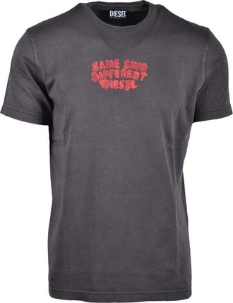 Diesel Katoenen T-shirt - Heren - T-shirts - Grijs - S - Katoen - Tops