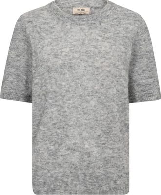 Mos Mosh Gebreide kleding - Dames - Ronde hals truien - Grijs - S - Leer - Truien & Vesten