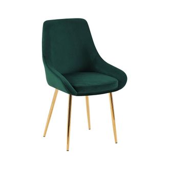 Clp Silla de comedor con reposapi&eacute;s en terciopelo verde