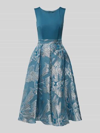 Swing Cocktailkleid mit Rundhalsausschnitt in Bleu, Größe 34