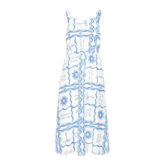 Ichi Firisa Jurk - Dames - Casual kleedjes - Blauw - XS - Linnen - Kleedjes