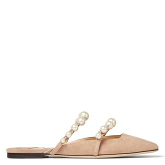 Jimmy Choo London Amaya Pearly Two-Band Suede Flats, Brand Size 34.5 ( US Size 4.5 )