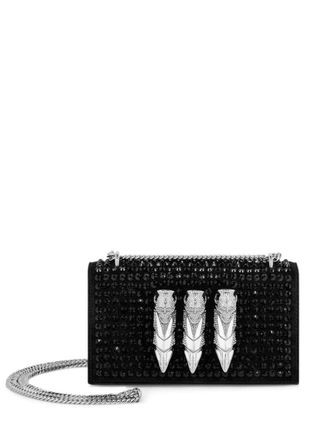 Philipp Plein small crystal-embellished shoulder bag - women - Calf Leather/Polyester - One Size - Black