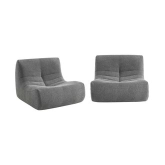 Sweeek Sof&aacute; modular en borreguito texturizado, 2 plazas, gris