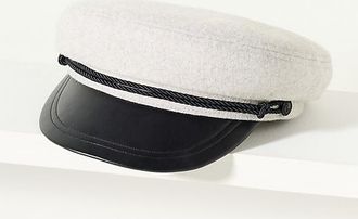 Wyeth Nyc Knox Leather Wool Newsboy Cap