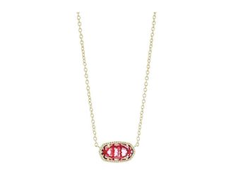 Kendra Scott Elisa Birthstone Womens Necklace Womens Necklace January/Gold/Berry Clear Glass