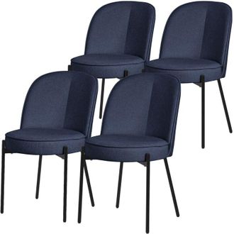 ML Design ML-Design Set 4 Sedie da Sala Pranzo Blu Scuro in Poliestere Gambe in Metallo, Struttura in Acciaio, con Schienale Semi-Rotondo, Poltrone