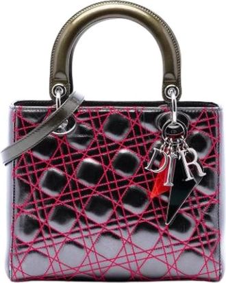 Dior Pre-owned Medium Lady - Dames - Vintage Handtas - Grijs - ONE Size - Leer - Vintage
