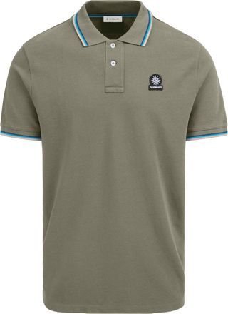 Sandbanks Mens BADGE LOGO TIPPED POLO ARMY GREEN Cotton - Size X-Large