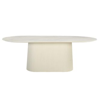 Moloo Mesa de comedor ovalada 10 personas 230cm madera beige