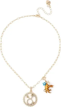 Betsey Johnson Gemini Charm Pendant Necklace in Brown-Taurus at Nordstrom
