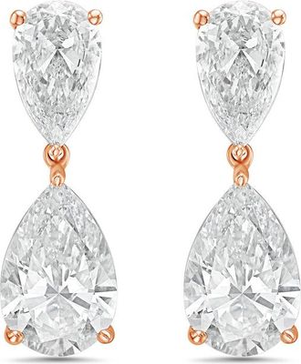 Diana M. Jewels 14KW RG 10.00 Ct TW of Lab grown pear shape diamond drop earrings