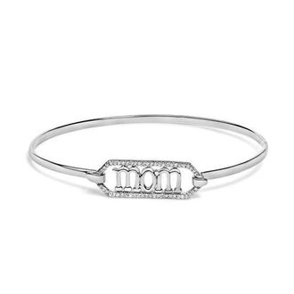 House of Brilliance Silver 1/5 Cttw Diamond Mom Bangle Bracelet in White at Nordstrom