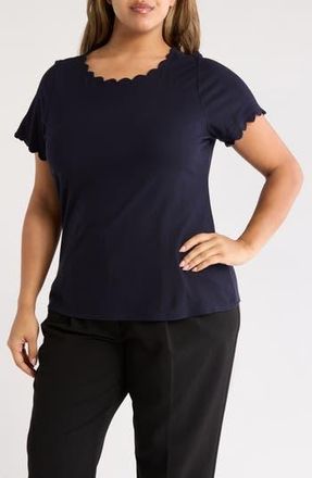 T Tahari Scallop T-Shirt in Deep Navy at Nordstrom Rack, Size 3X
