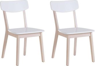 Beliani Conjunto de 2 sillas de comedor blancas con patas de madera clara estilo retro moderno Santos