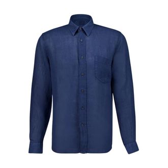 120% Lino Heren, Overhemden, Blauw, Maat: 4XL Linnen