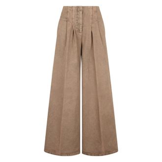 PESERICO Jeans, Dames, Bruin, S, Katoen, High-Waist Wide-Leg Jeans