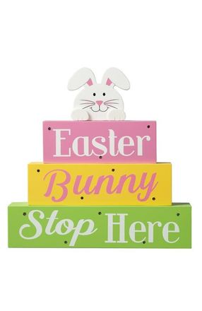 Glitzhome Easter LED Lighted Wooden Bunny Block Word Sign in Pink at Nordstrom, Size Medium