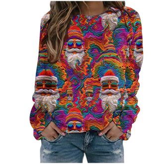 Generic Christmas Sweatshirts for Women Christmas Jumpers for Women Ladies Santa Claus Xmas Tree Snowman Printed Sweatshirt Cute Funny Hilarious Ugly Sweater 
