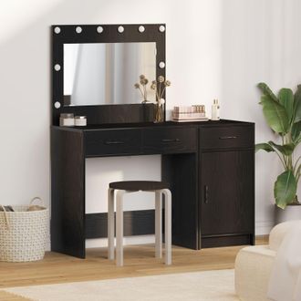 Berkfield Home 2-Piece Dressing Table Set with LED - Black Engineered Wood