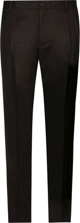 Dolce & Gabbana Tailored Flannel Pants - Heren - Nette broeken - Zwart - 2XL - Wol - Broeken