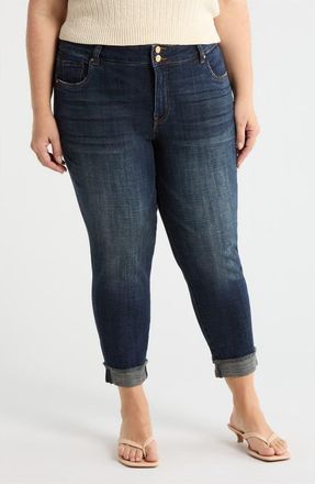 Kut from the Kloth Amy Frayed Crop Slim Straight Leg Jeans in Acknowledging at Nordstrom, Size 18W