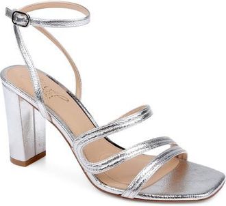 Badgley Mischka Zedina Ankle Strap Sandal in Silver Patent at Nordstrom, Size 9.5