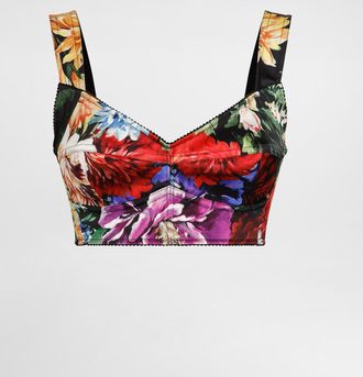 Dolce & Gabbana Flower Bouquet-print Bustier Top - Woman Shirts And Tops Print 36