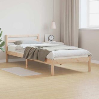 vidaXL Bed Frame with Headboard Brown 210 x 100 cm Solid pine wood Vidaxl