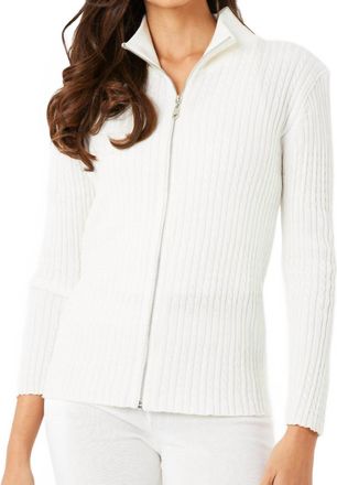 French Kyss Braided Zip Up Jacket In Ivory