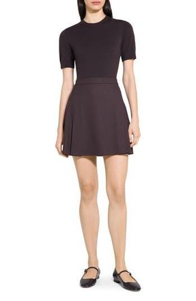 Theory Short Sleeve Mixed Media Minidress in Cacao at Nordstrom Rack, Size 12