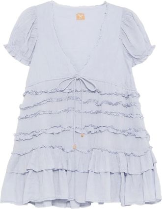 Free People leaf-embroideried dress - Blue