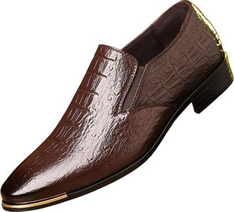 Generic Mens Dress Loafer Shoes Pointed Toe Slip On Classic Oxfords Shoes for Formal Business Wedding (Light Brown,12.5)