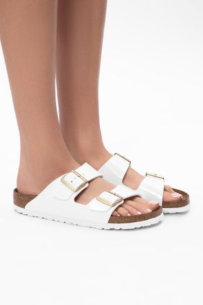 Birkenstock Arizona BS Leather Slides, Womens, White