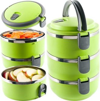 OEM Fiambrera T&eacute;rmica - Acero Inoxidable - 3 Niveles - 2,1 L - Verde