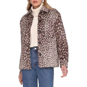 Avec Les Filles Cheetah Print Faux Fur Shirt Jacket in Brown Spotted Animal at Nordstrom Rack, Size Xx-Large