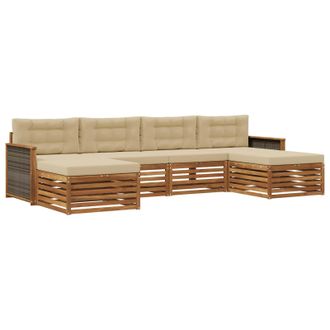 vidaXL Juegos De Sof&aacute;s Con Coj&iacute;n 6 Pcs Madera De Acacia S&oacute;lida Vidaxl