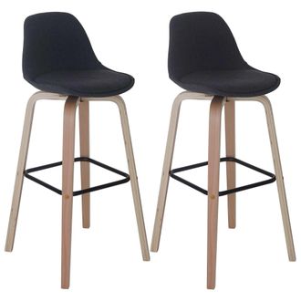 Hhg Hhg - Nunca Usado] Juego De 2 Taburetes De Bar 334, Taburete De Bar Con Respaldo, Textil, Gris Oscuro