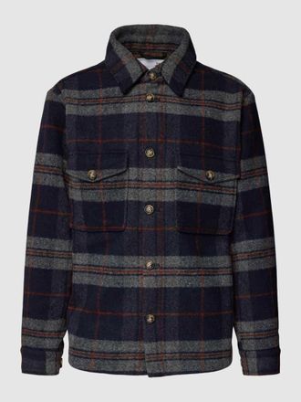 Selected Relaxed Fit Overshirt mit Tartan-Karo in Marine, Größe M
