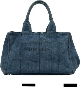 Prada 2013-2025 Denim Canapa Logo satchel - Blue