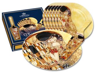 OEM Carmani, G. Klimt Juego Kiss (plato Para Tarta, 6 Platos De Postre, Pala Para Tarta)