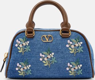 Valentino Garavani Bolso Mini de denim floral con VLogo