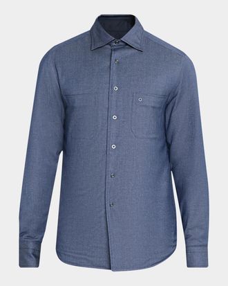 Stefano Ricci Men & apos;s Reversible Denim-Effect Overshirt