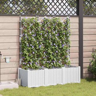 Berkfield Home Garden Planters with Water Irrigation System 3 pcs White