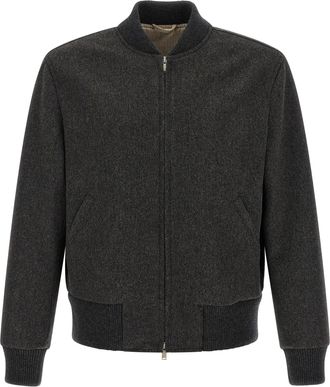 Lardini Gray Virgin Wool Mens Bomber