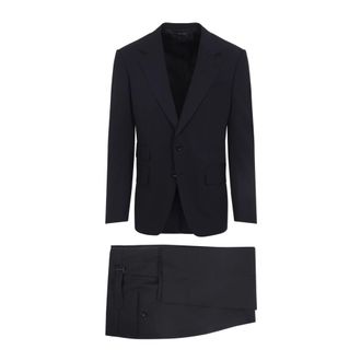 Tom Ford Single Breasted Suits, male, Blue, L, Wool Two-Piece Suit