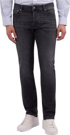 Brooks Brothers Stretch Katoenen Jeans - Heren - Slim Fit Jeans - Grijs - W34 - Katoen - Jeans