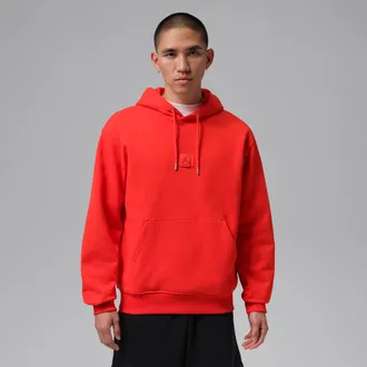 Nike Jordan Mens Jordan Flight Fleece Pullover Hoodie in Red | FV7247-673